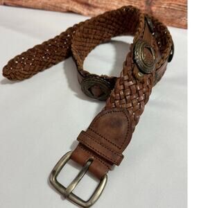 VINTAGE OMEGA Women’s Brown Braided Leather Belt Size Medium